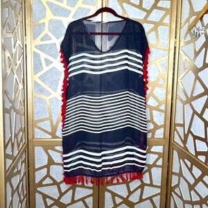 Blue sheer beachwear Coverup